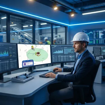 Operations manager reviewing geofence boundary alerts on a manufacturing facility dashboard