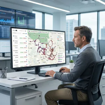 Pharmaceutical route optimization dashboard showing compliant multi-stop delivery routes