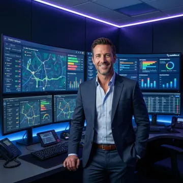 Operations manager monitoring utility technician routes on a dispatch dashboard