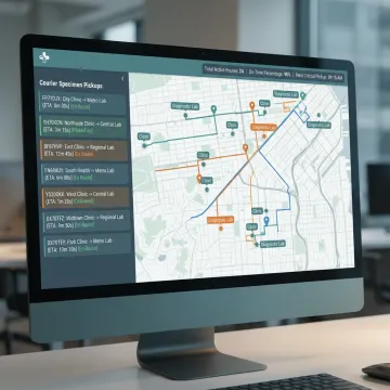 Medical courier dispatch and tracking interface