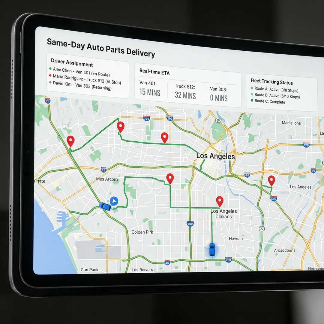 Auto Parts Same-Day Delivery Routing Software