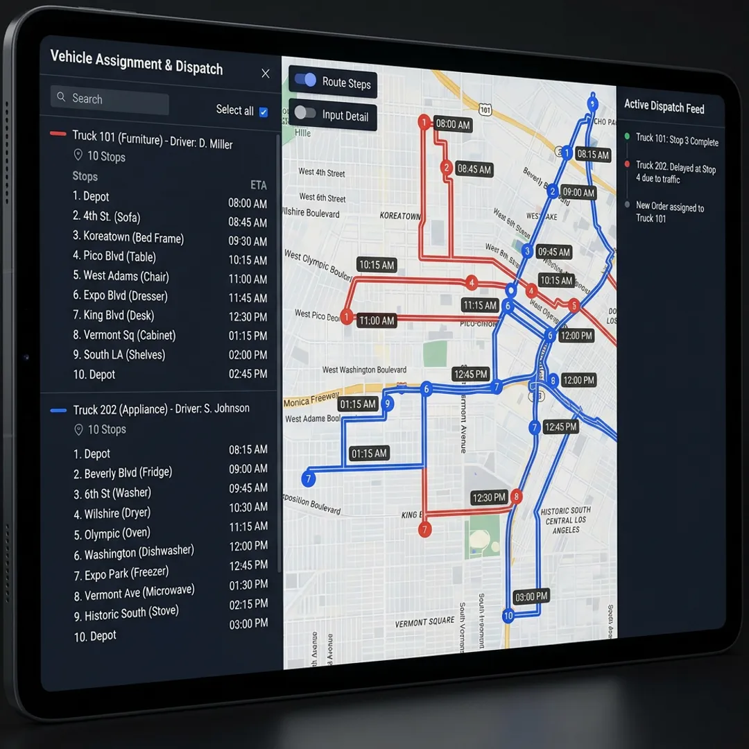 Furniture & Appliance Delivery Route Planning Software