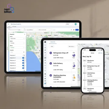 Furniture delivery route planning software interface
