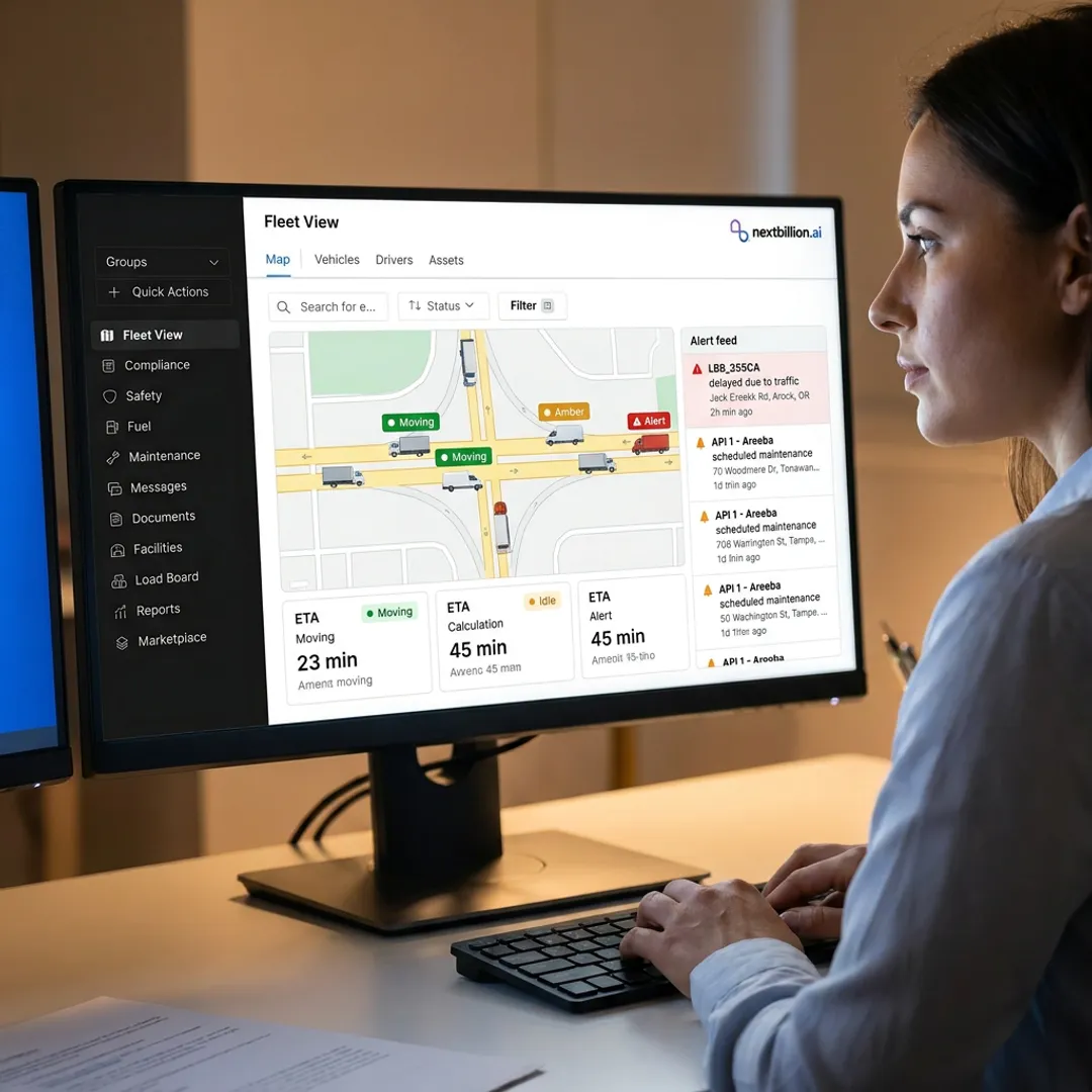 Dispatcher monitoring live fleet status dashboard
