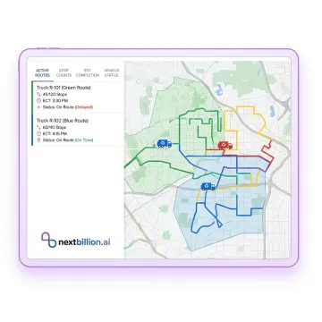 Recycling truck route planning software dashboard