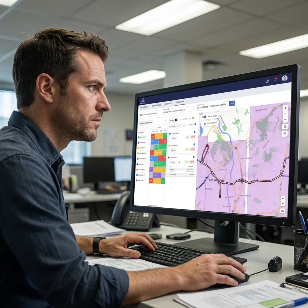 Technician scheduling software with route optimization map