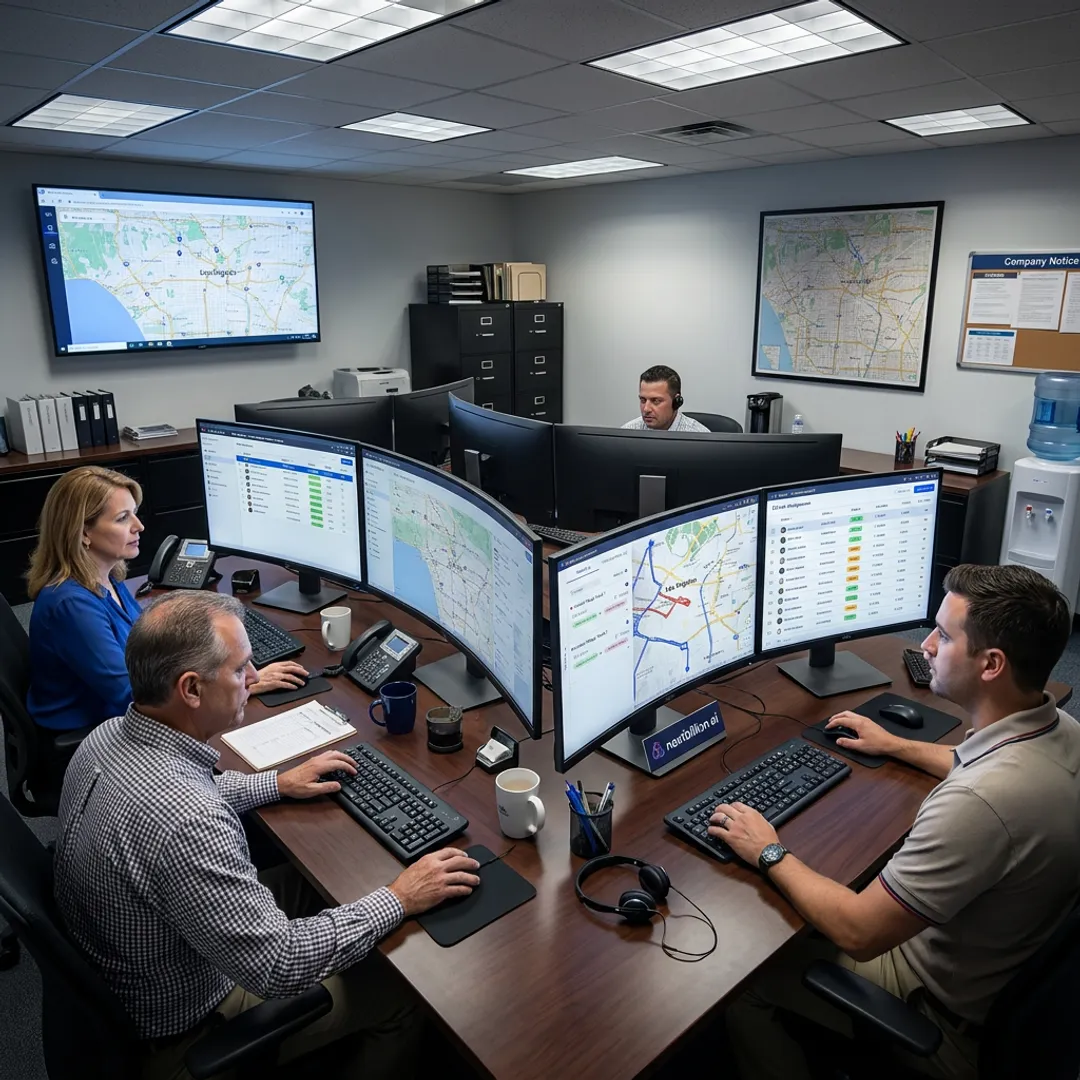 Taxi dispatch workflow on a fleet operations screen
