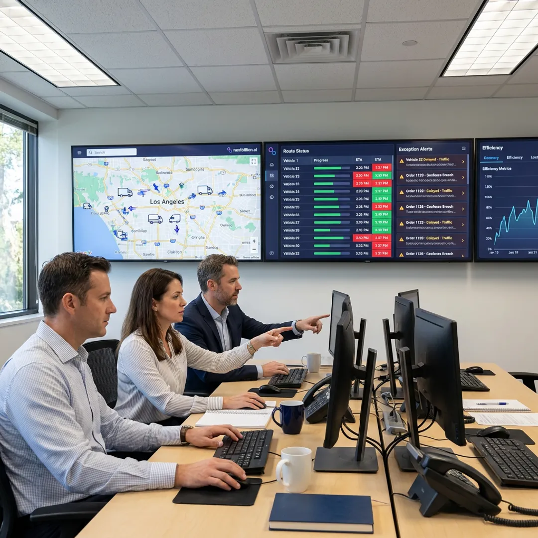 Operations team reviewing fleet visibility software