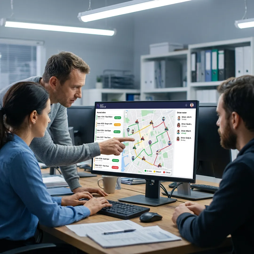 Food delivery fleet dispatch interface