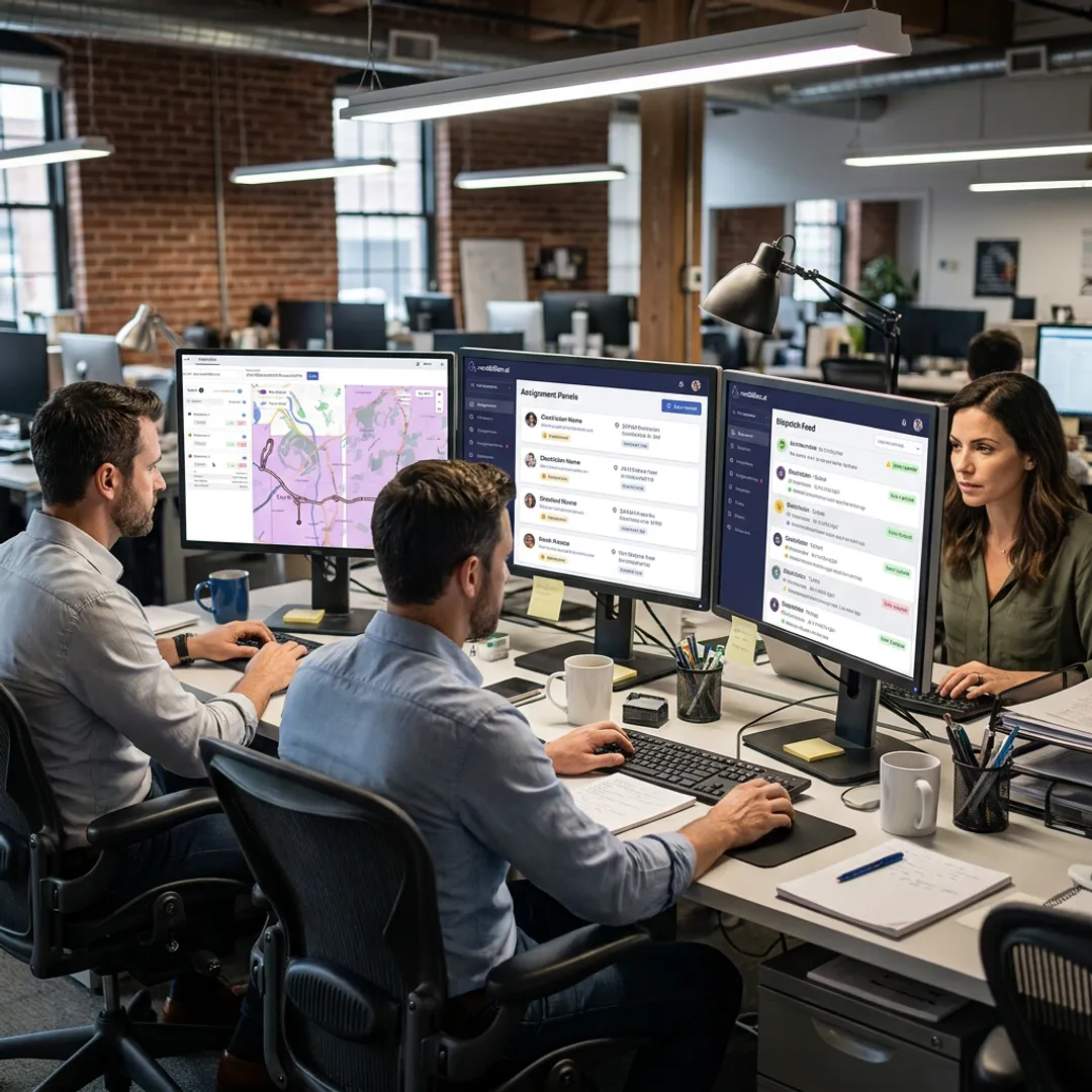 Electrical dispatch planning workflow on screen