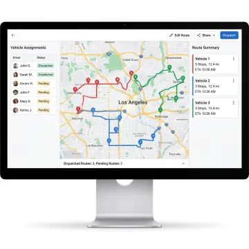 VRP route optimization dashboard with fleet routes