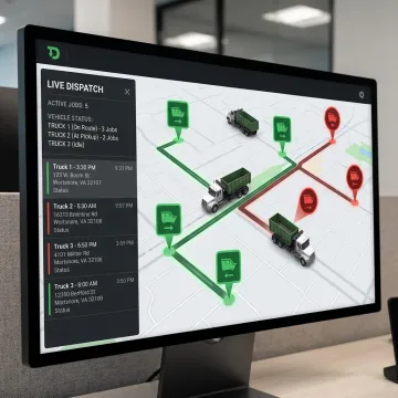 Dispatch dashboard for dumpster delivery routing software