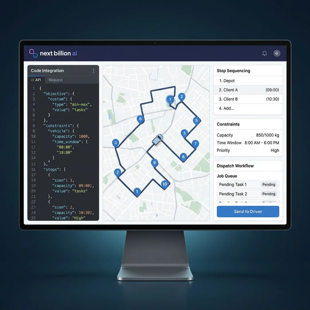 API-based multi-stop route optimization interface