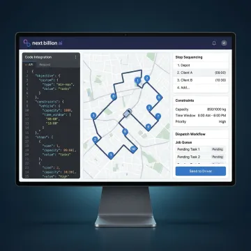 API-based multi-stop route optimization interface