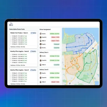 Recurring delivery route planning dashboard