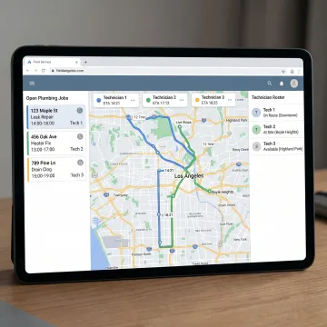 AI scheduling dashboard for plumbing technicians