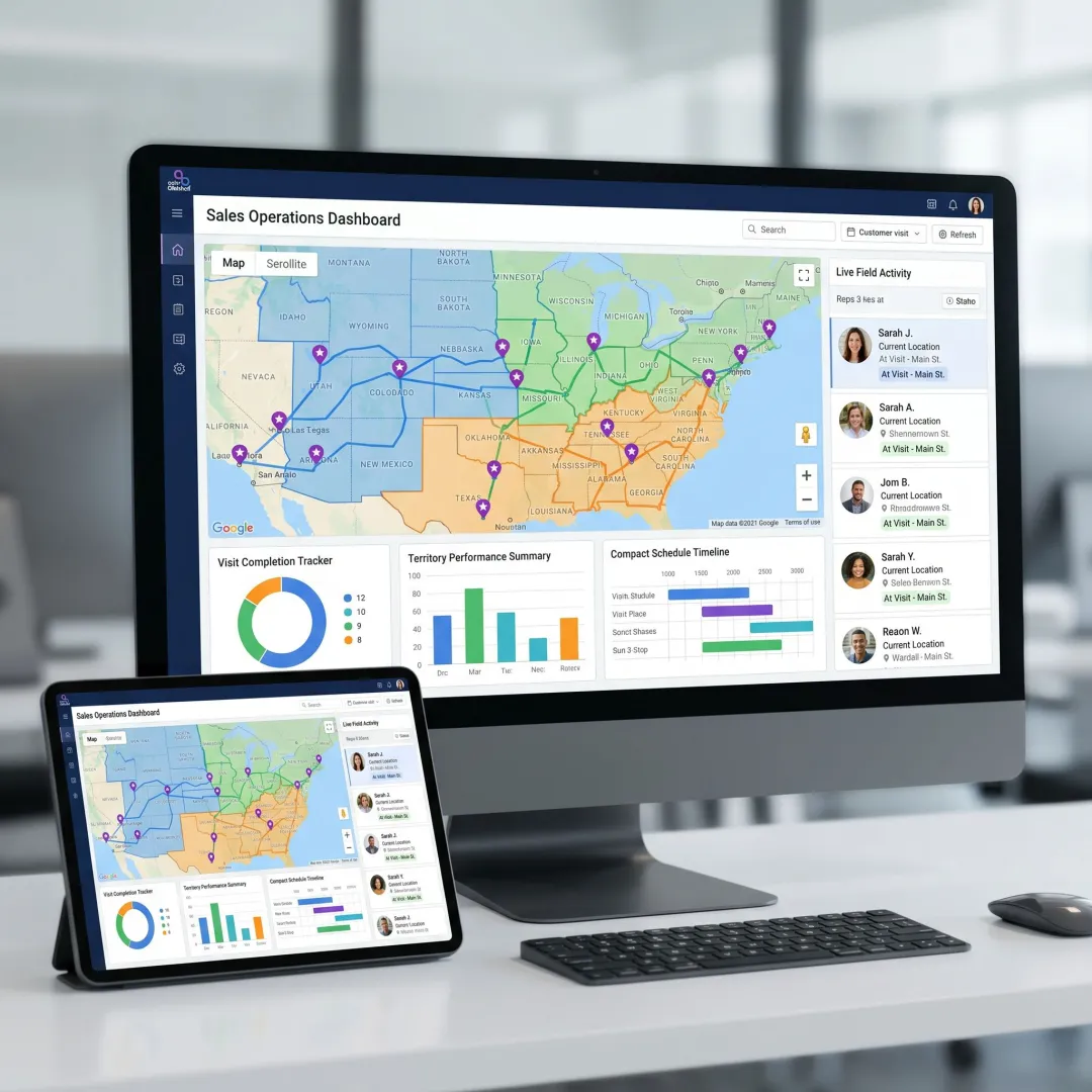 Field sales route planning dashboard