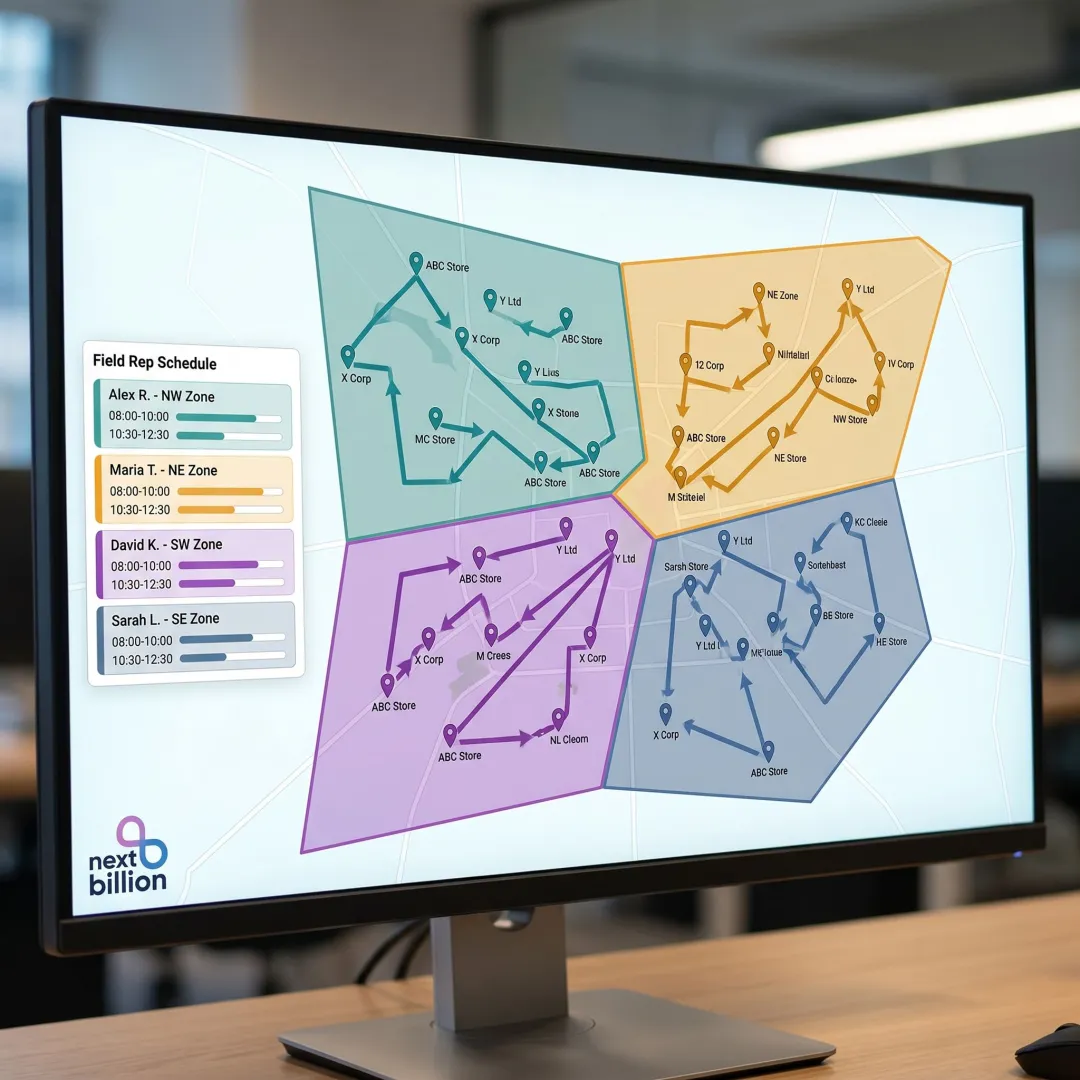 Sales territory optimization map