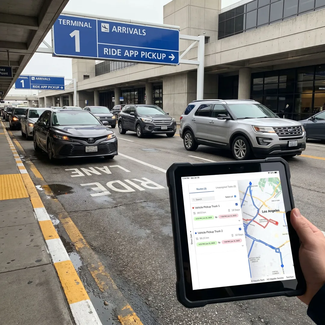 Airport ride-hailing pickup zone management dashboard