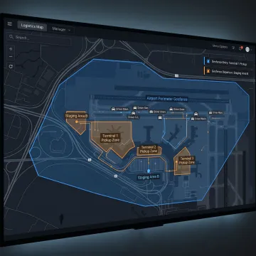 Airport pickup zone workflow map