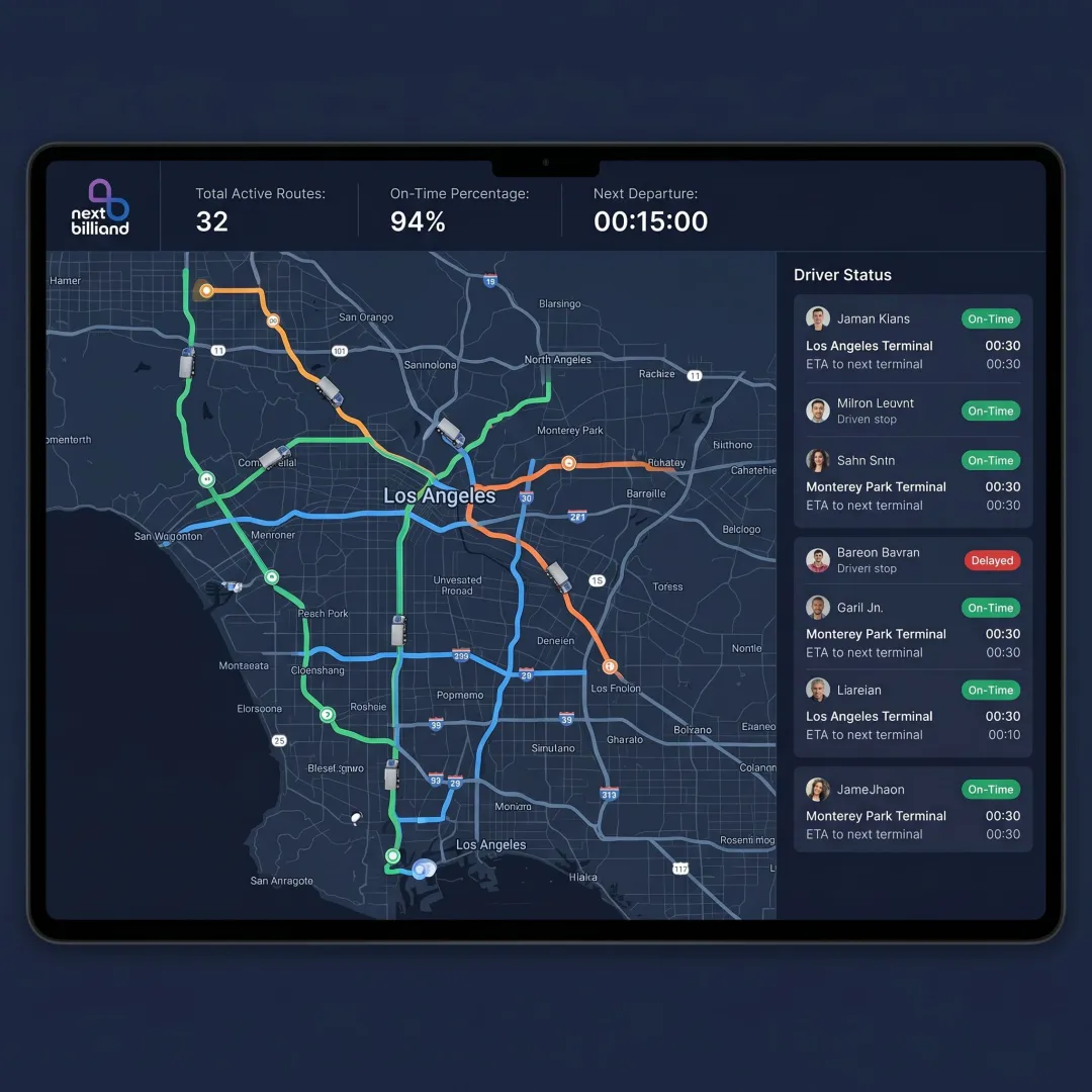 LTL trucking route management dashboard