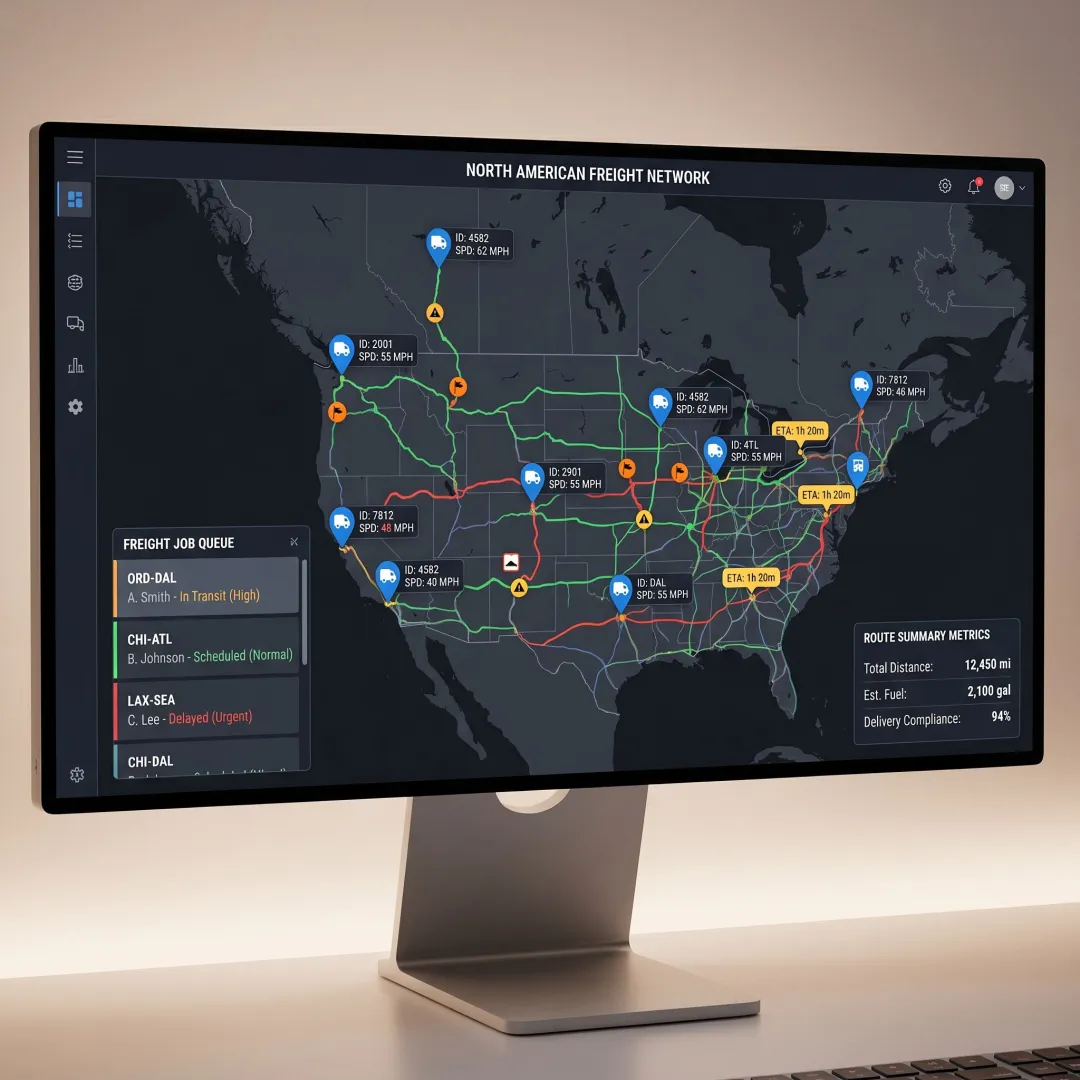 Truck dispatch dashboard for route planning