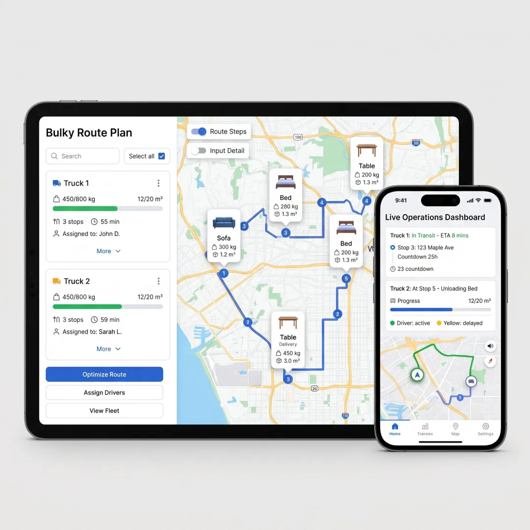 Team optimizing furniture delivery routes
