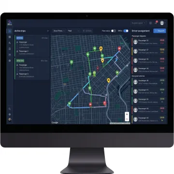 Taxi dispatch software interface with live driver tracking