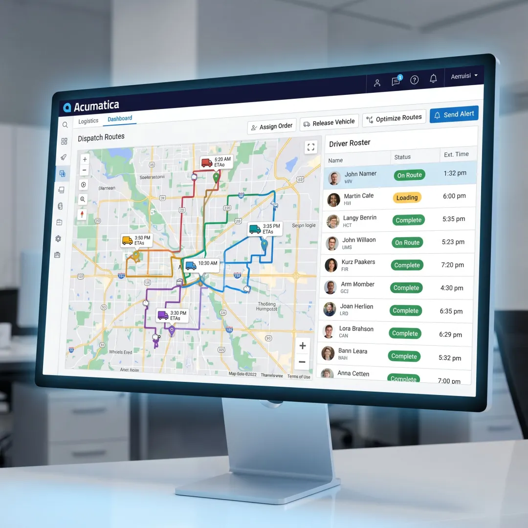 Acumatica delivery route optimization dashboard