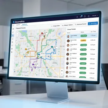 Acumatica delivery route optimization dashboard