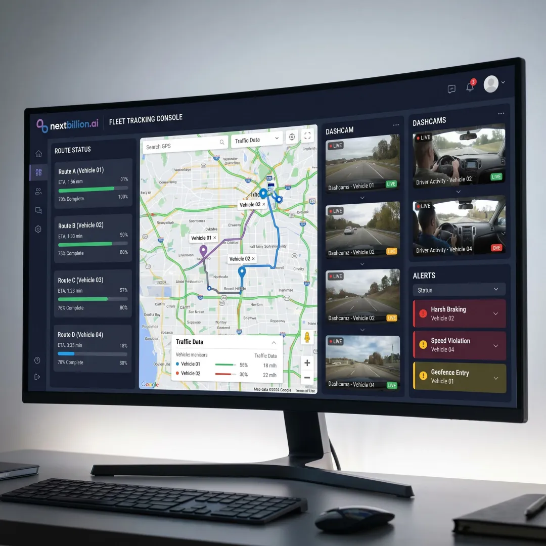 Fleet tracking dashboard with dashcam integration