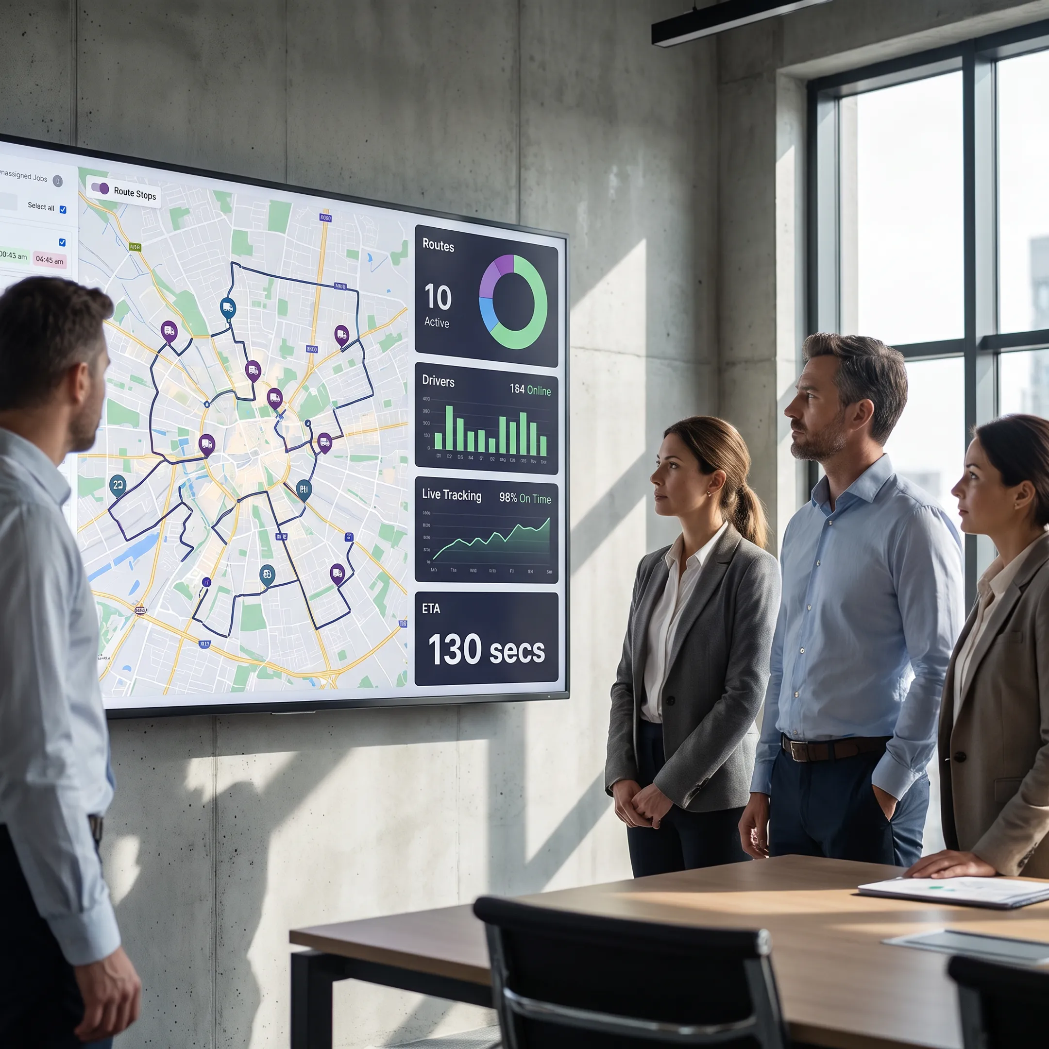 Operations team using quick commerce delivery routing and dispatch software
