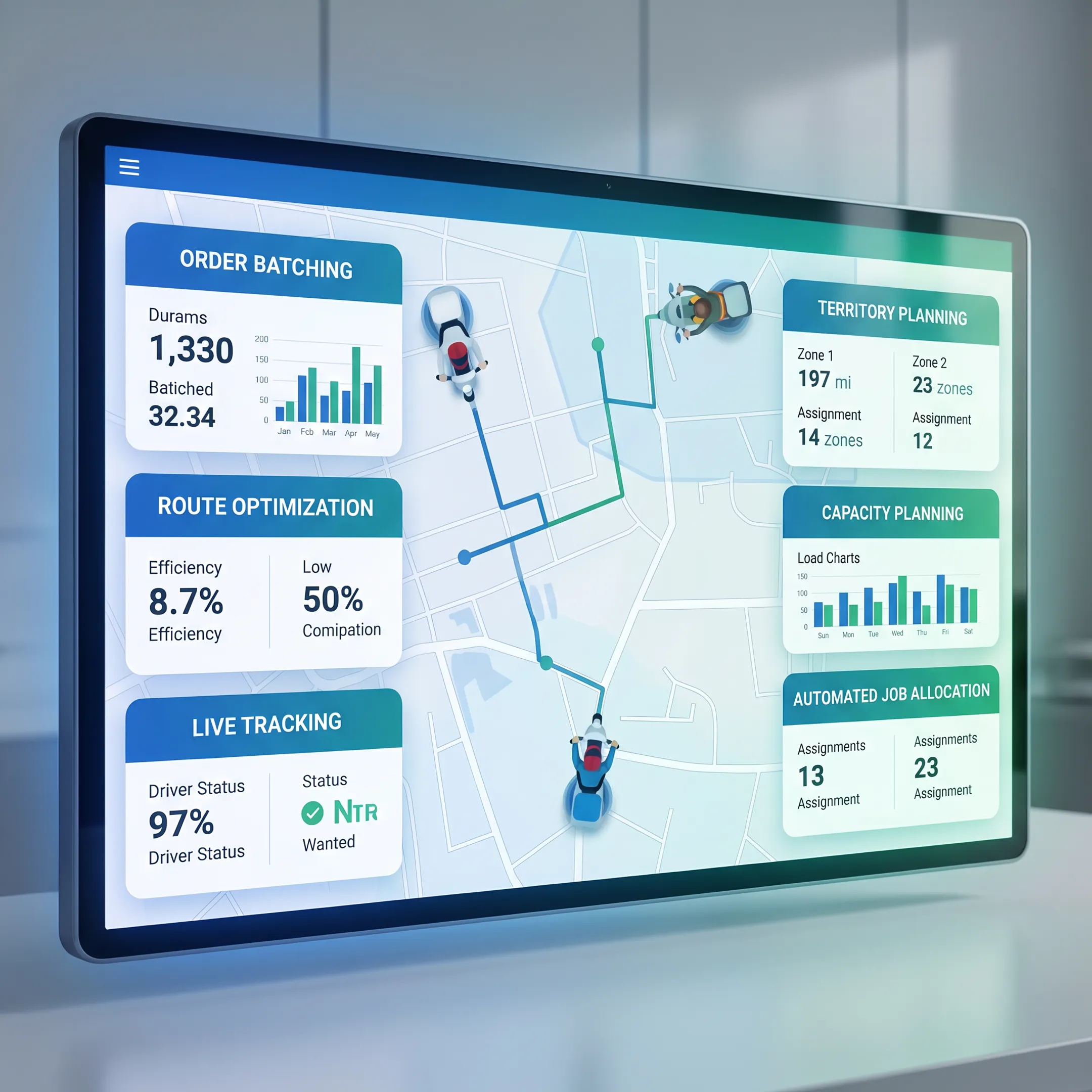 Dispatcher sending optimized routes to drivers and field technicians
