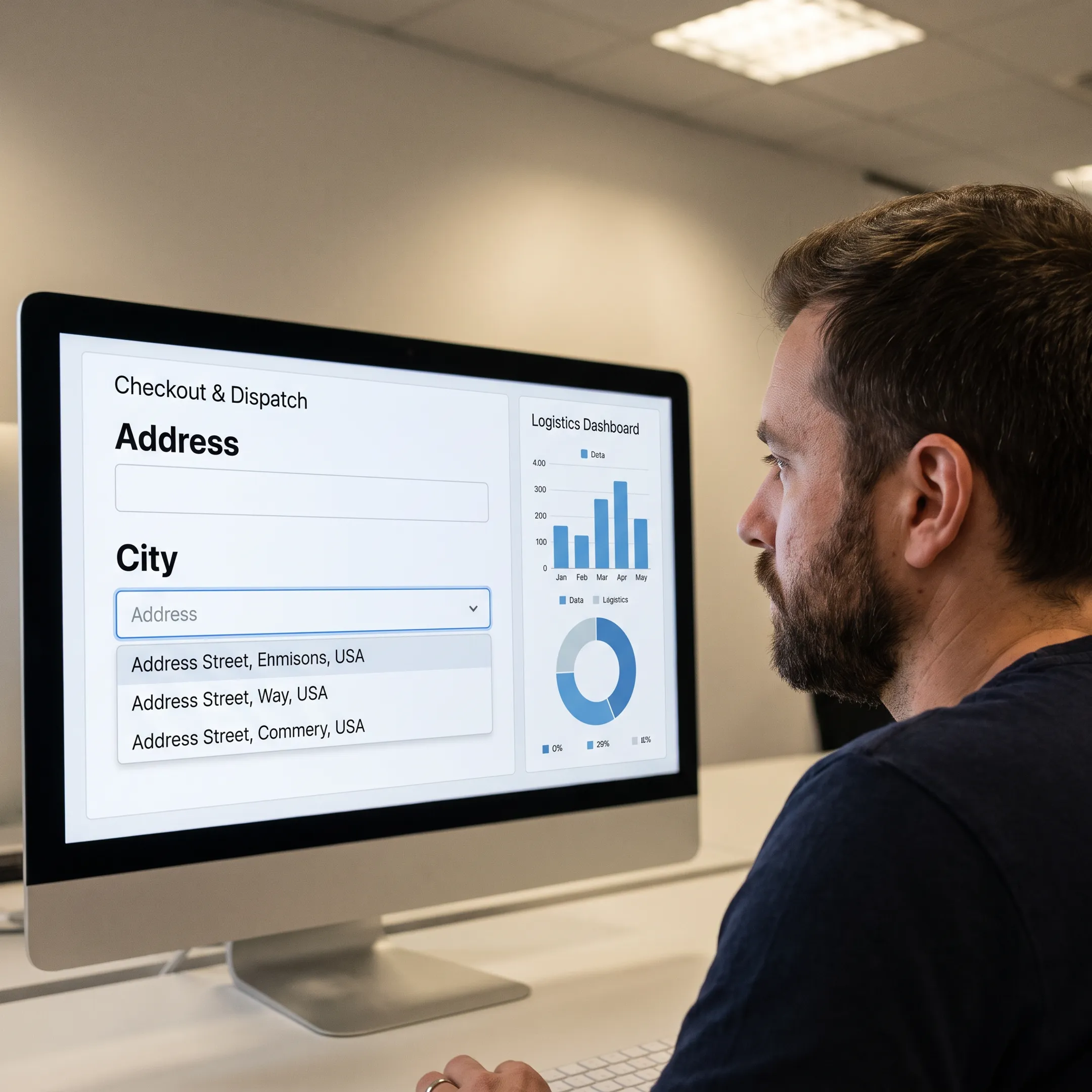 Address autocomplete API powering a checkout and dispatch form