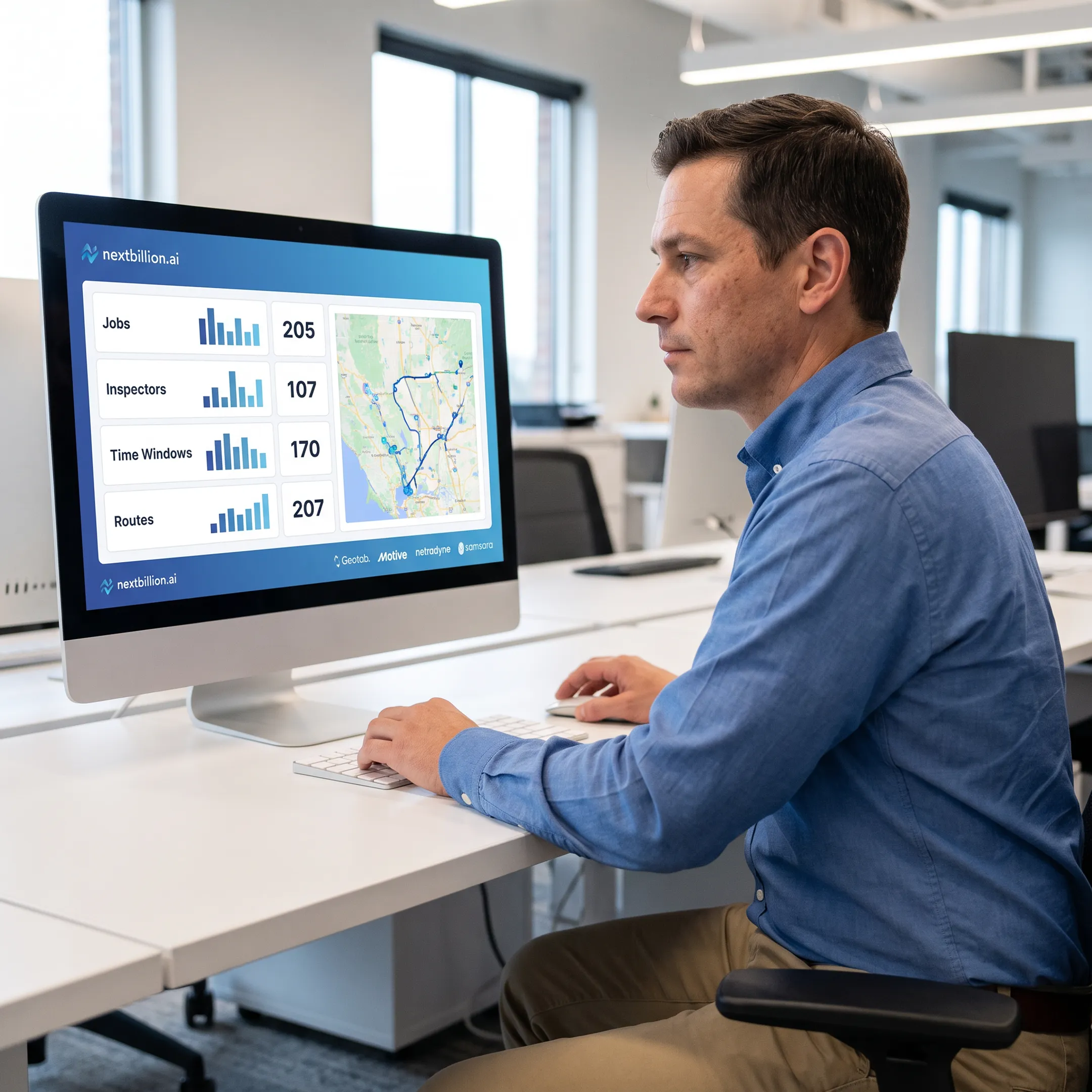 Dispatcher reviewing home inspection appointments and routes