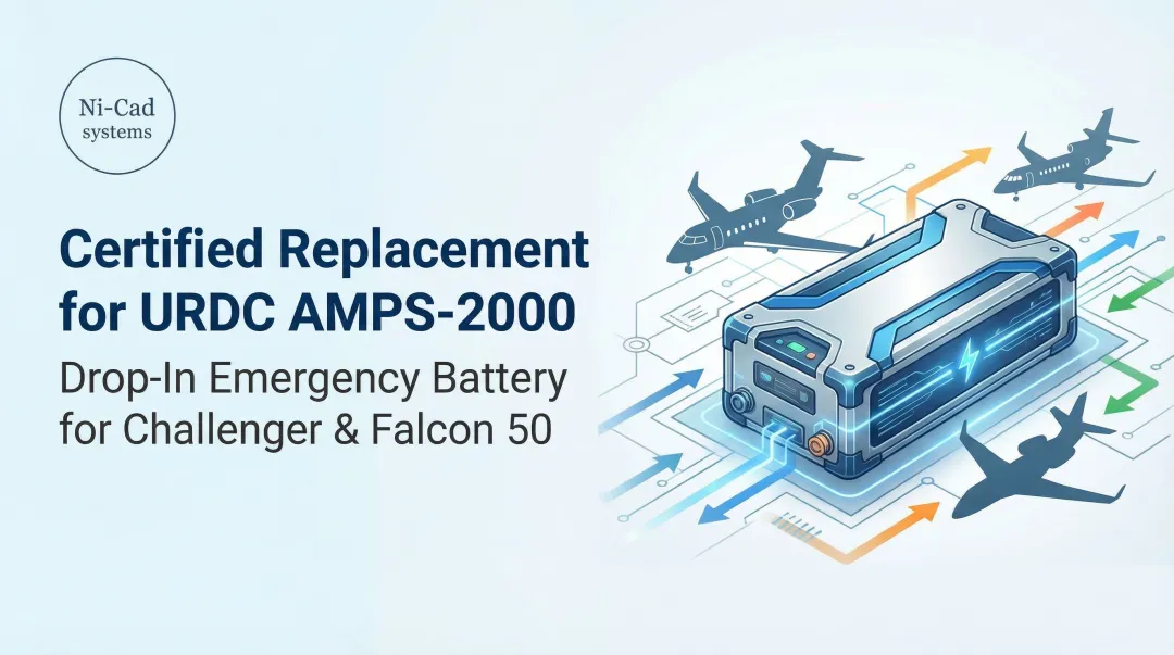 Cover image for Certified Replacement for URDC AMPS-2000 — Drop-In Emergency Battery for Challenger & Falcon 50