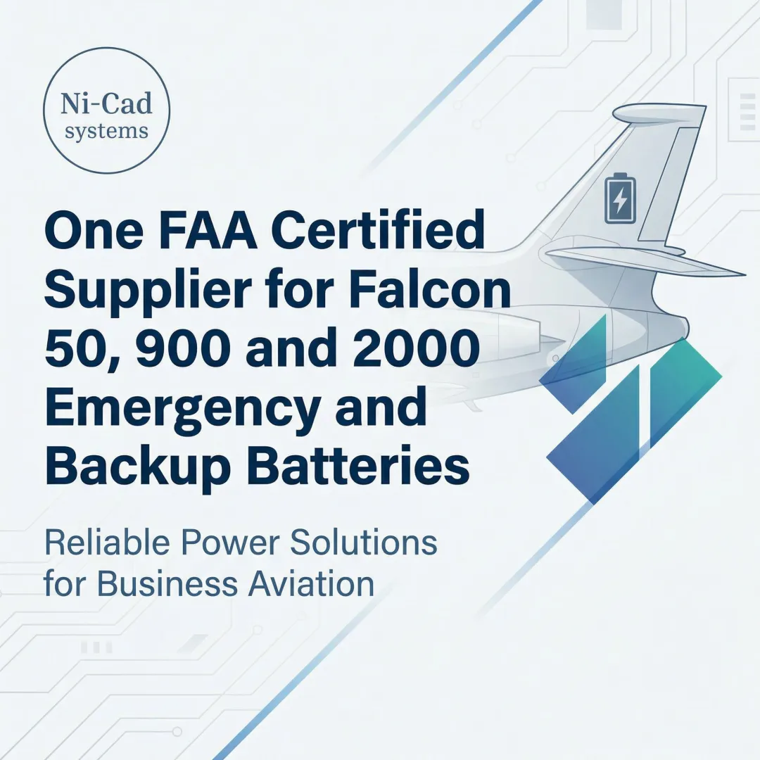 One FAA Certified Supplier for Falcon 50, 900 and 2000 Emergency and Backup Batteries