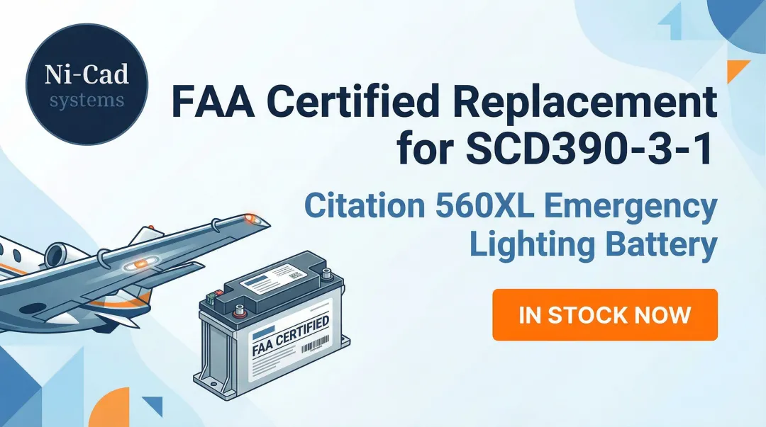 Cover image for FAA Certified Replacement for SCD390-3-1 — Citation 560XL Emergency Lighting Battery In Stock