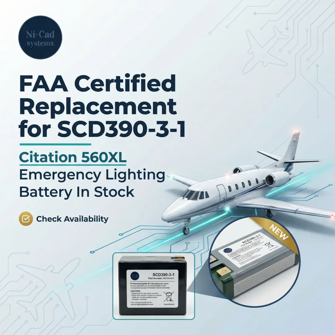 FAA Certified Replacement for SCD390-3-1 — Citation 560XL Emergency Lighting Battery In Stock