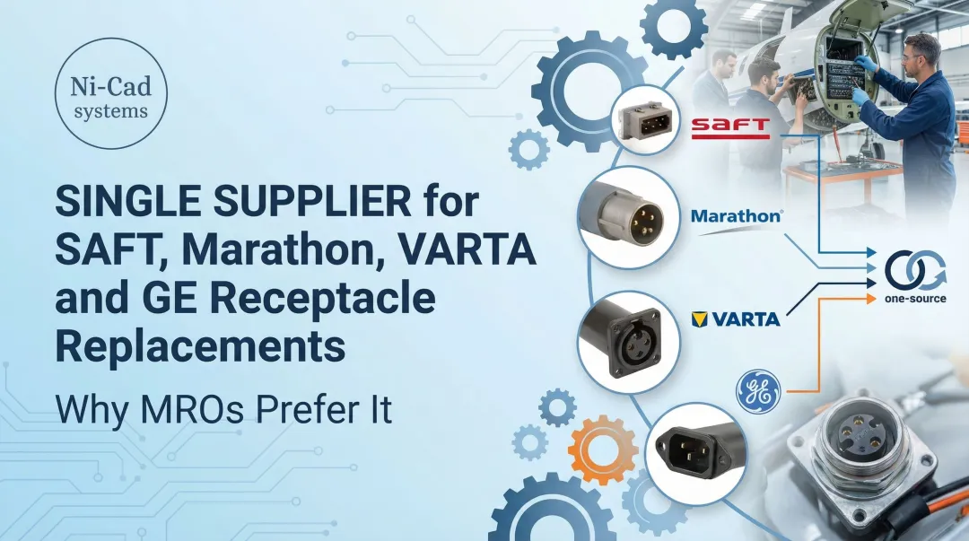 Cover image for Single Supplier for SAFT, Marathon, VARTA and GE Receptacle Replacements — Why MROs Prefer It