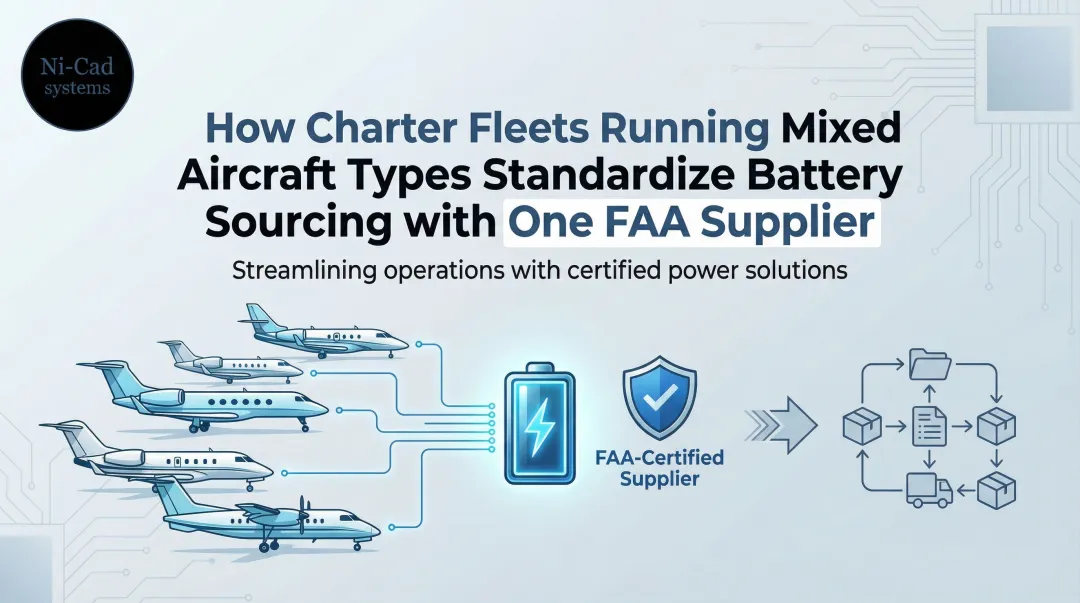 Cover image for How Charter Fleets Running Mixed Aircraft Types Standardize Battery Sourcing with One FAA Supplier