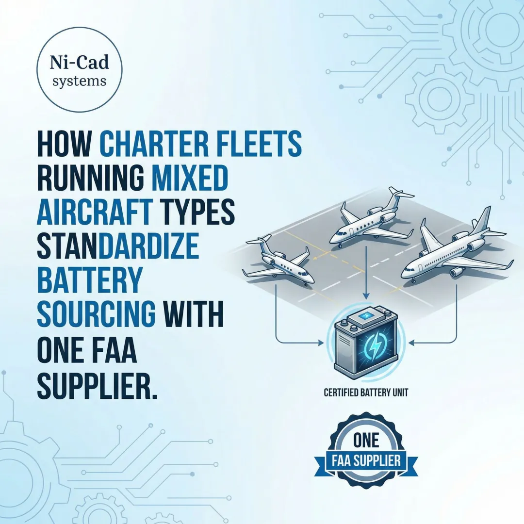 How Charter Fleets Running Mixed Aircraft Types Standardize Battery Sourcing with One FAA Supplier