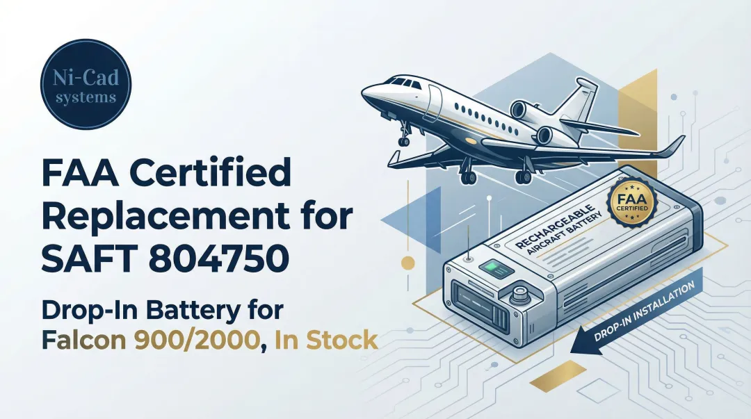 Cover image for FAA Certified Replacement for SAFT 804750 — Drop-In Battery for Falcon 900/2000, In Stock