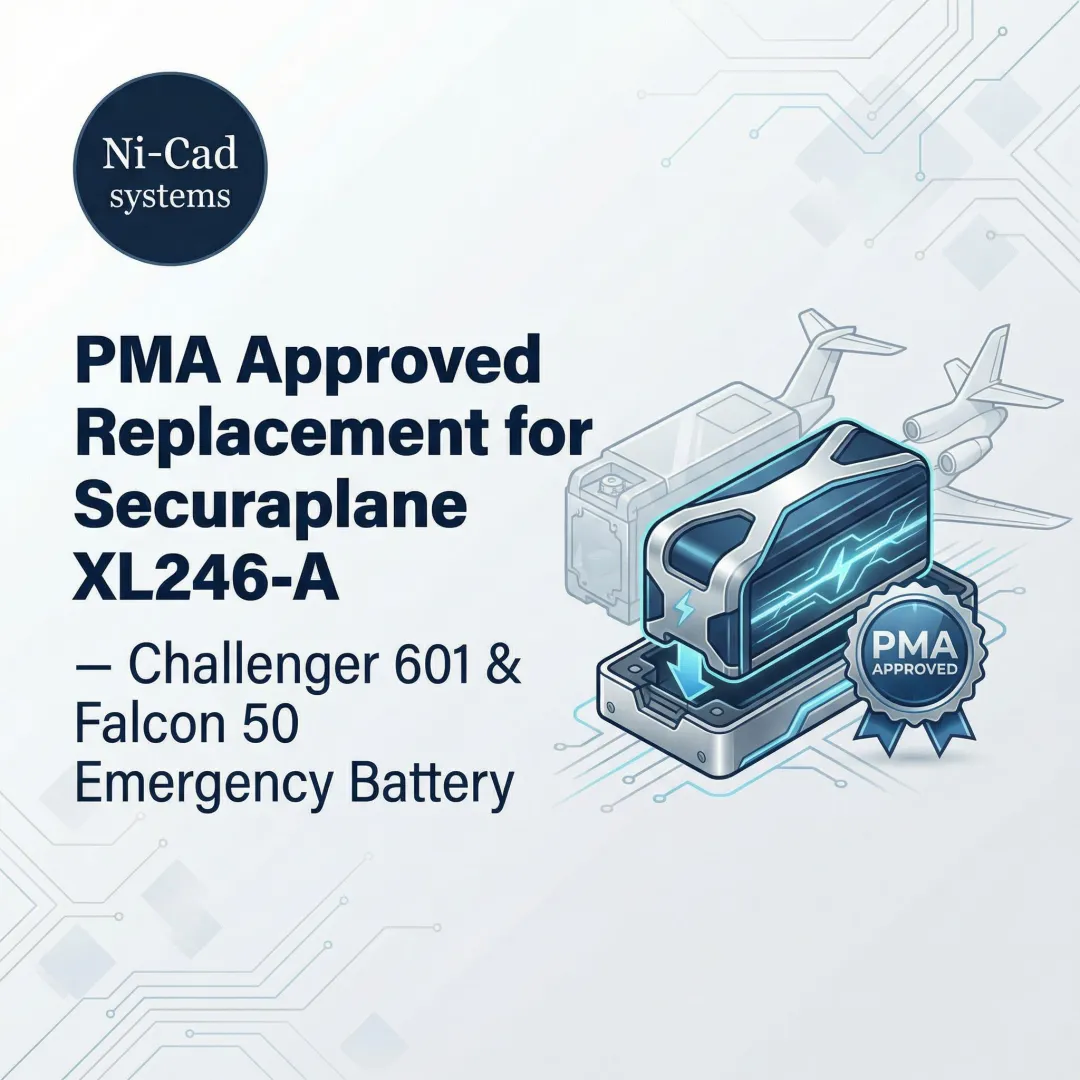 PMA Approved Replacement for Securaplane XL246-A — Challenger 601 & Falcon 50 Emergency Battery