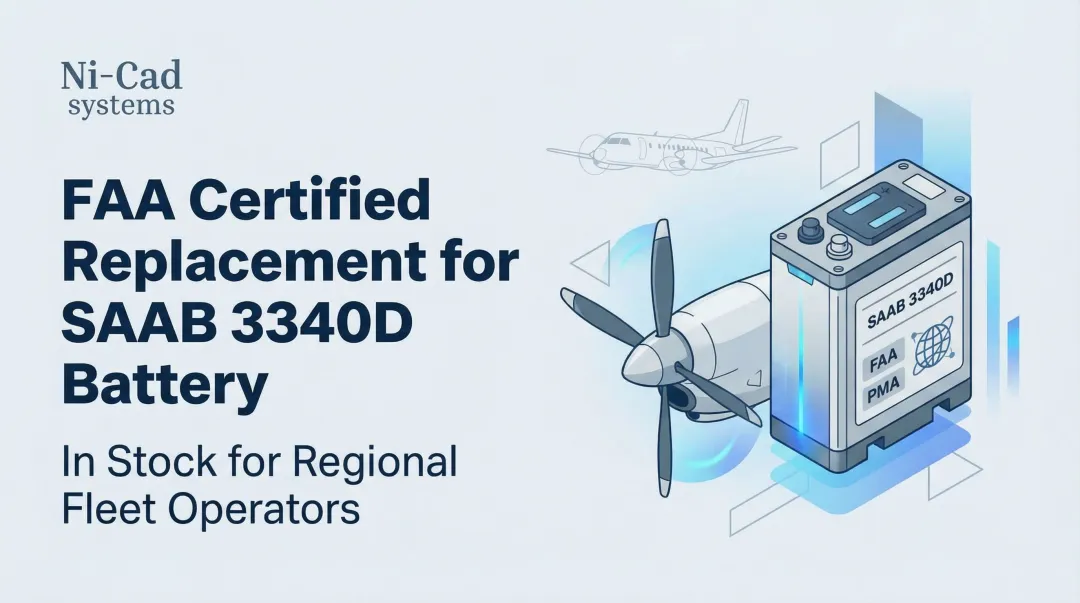 Cover image for FAA Certified Replacement for SAAB 3340D Battery — In Stock for Regional Fleet Operators