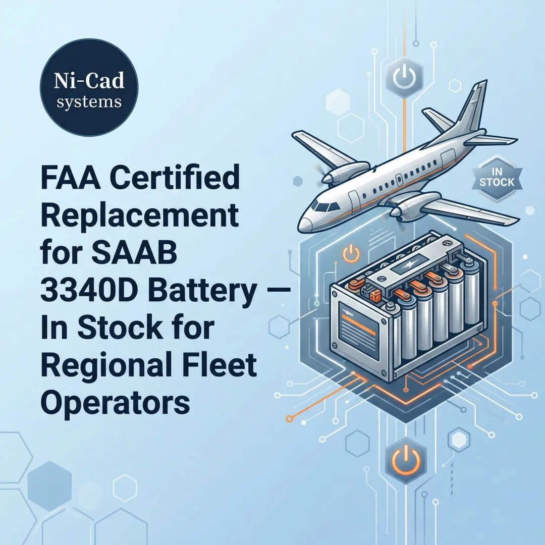 FAA Certified Replacement for SAAB 3340D Battery — In Stock for Regional Fleet Operators