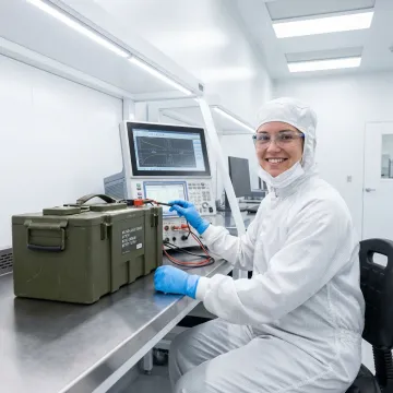 FAA-certified technician testing military battery pack