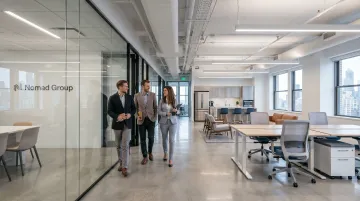 Nomad Group NYC office buildout completed space with modern finishes and furniture