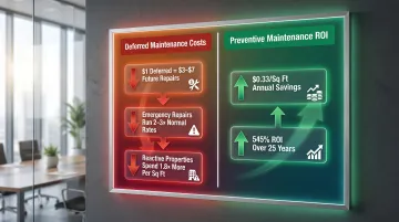 Deferred maintenance cost escalation versus preventive maintenance ROI comparison infographic