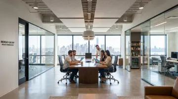 Nomad Group tenant buildout project showing completed NYC office interior space